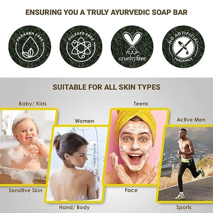 Zalpharm Organic Multani Mitti Soap with Coconut Oil | Handmade Natural Bath Bar for Deep Cleansing, Oil Control & Skin Nourishment | Chemical-Free Face & Body Soap 100g (Pack of 6)