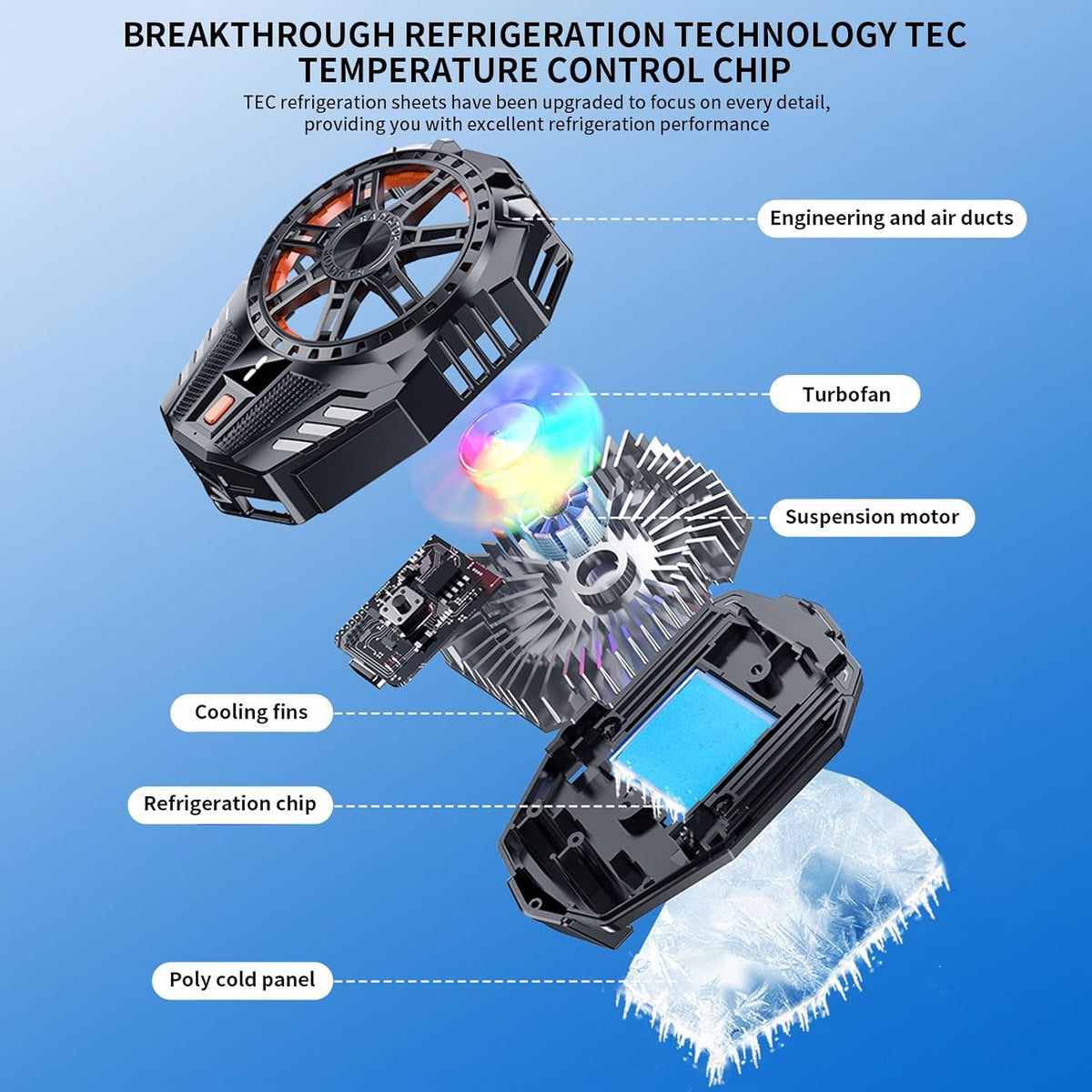 ZALPHARM - Mobile Cooling Pad |Mobile Cooler | Gaming Fan | For Instant Cooling Advanced Refrigeration Chip & LED Temperature Display Compatible For Android And Iphones