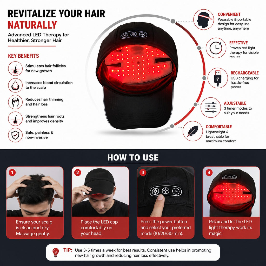 Zalpharm - Red Light Hair Growth Cap  -✨Give Your Hair & Scalp Some Extra Care!